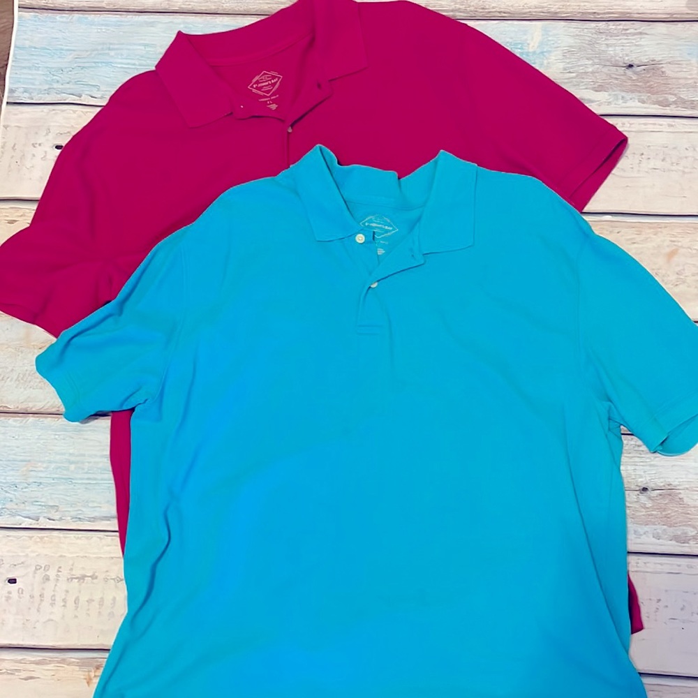 St. John’s Bay lot 2 polos pink and blue